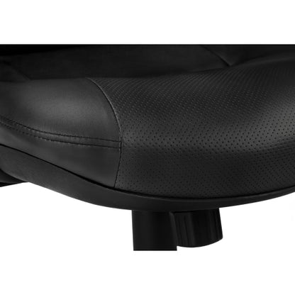 Office Chair, Adjustable Height, Swivel, Ergonomic, Armrests, Computer Desk, Work, Black Leather Look, Black Metal, Contemporary, Modern