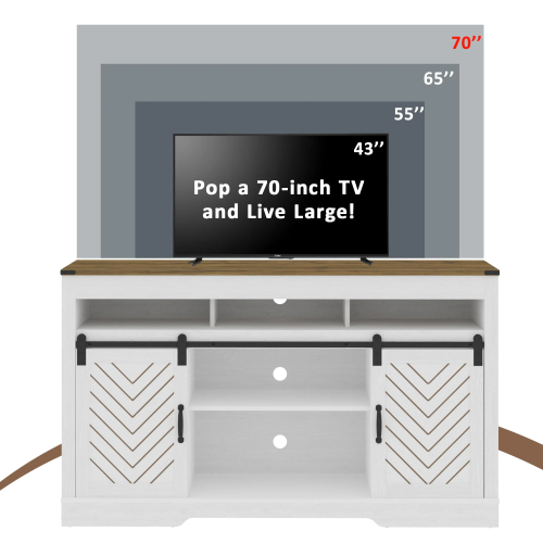 Farmhouse 58 inch TV Stand with Sliding Barn Doors and Storage Cabinet