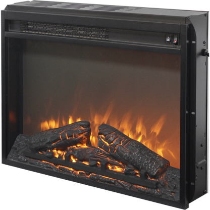 23 inch electric fireplace insert heater with log set & realistic flame, overheating protection without control
