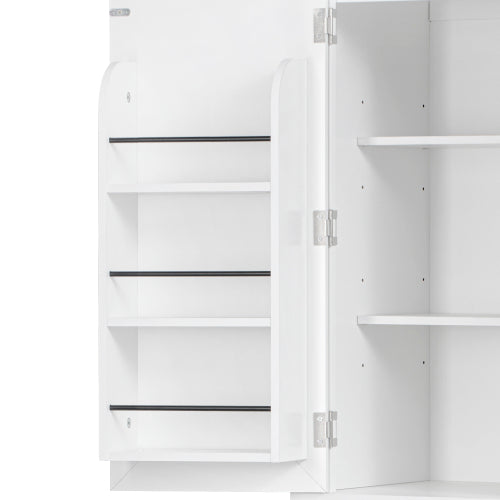 71inch  Farmhouse Pantry Cabinet with Pull-Out Organizers White