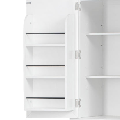 71inch  Farmhouse Pantry Cabinet with Pull-Out Organizers White