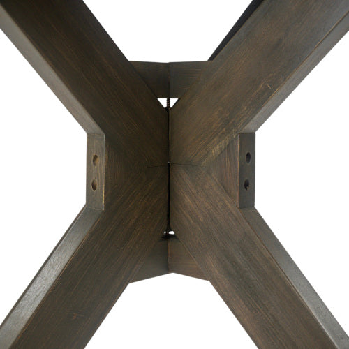 Stanford Outdoor Round Acacia Wood Dining Table with X Base, Gray Finish