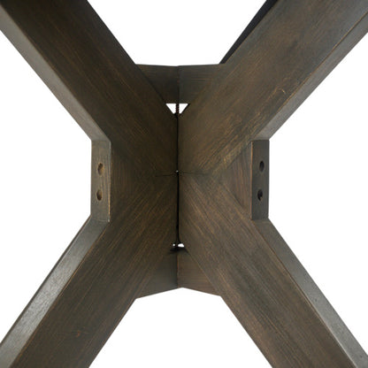 Stanford Outdoor Round Acacia Wood Dining Table with X Base, Gray Finish