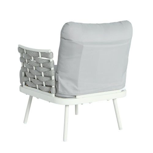 Mariano Steel Club Chair Set of 2, Off White+Grey