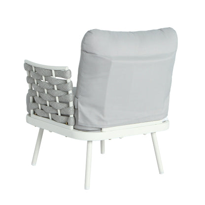 Mariano Steel Club Chair Set of 2, Off White+Grey