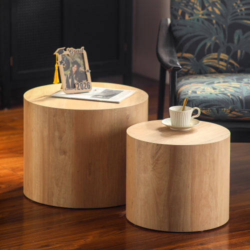 Set of 2 Wood Grain Nesting Coffee Tables