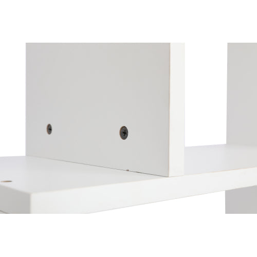 White 5-Tier Asymmetrical Staggered Display Bookshelf, Modern Geometric Space-Saving Home Storage Rack