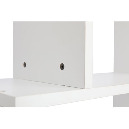 White 5-Tier Asymmetrical Staggered Display Bookshelf, Modern Geometric Space-Saving Home Storage Rack