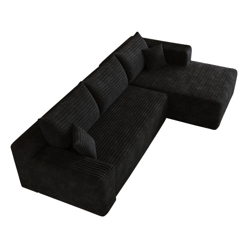 103 inch  Black L-Shape Cloud Deep-Seat Corner Sectional Sofa, No Assembly