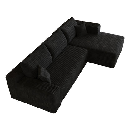103 inch  Black L-Shape Cloud Deep-Seat Corner Sectional Sofa, No Assembly