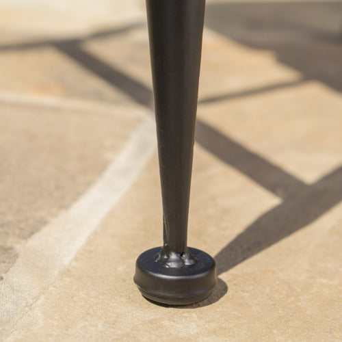 Rectangle Outdoor Coffee Table with Angled Tubular Legs and Wood Top, Black