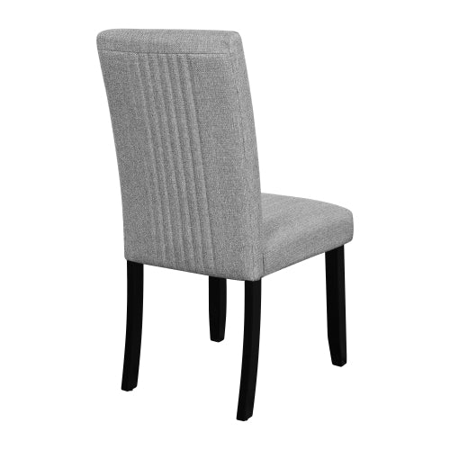 Dining Chairs Set of 4, Gray Upholstered Fabric, Tufted Back, Solid Wood Legs