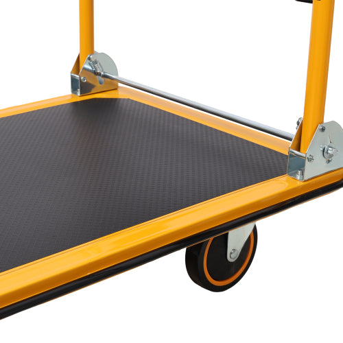 Foldable Platform Truck Push Dolly 330 lb. Weight Capacity Black and Yellow