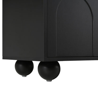 Black Arched Door TV Stand with Drawers 75 Inch Media Console