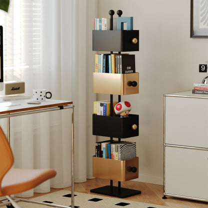 Gold Corner Box Bookshelf Side Table Storage Rack