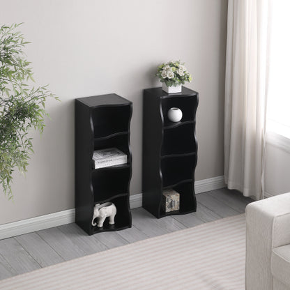 Ultra-Thin 8-Tier Wavy Edge Combined Bookshelf Adjustable Partition Waterproof MDF Storage Display Shelf
