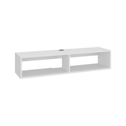White Floating Entertainment Center with Open Storage Shelves