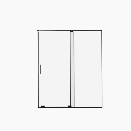 56-60" W x 72" H Semi-Frameless Sliding Shower Door, 5/16"(8mm) Clear SCGG Tempered Glass, Matte Black Finish, Cut Adjustable Width 4"