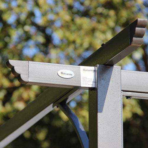 11.5' x 11.5' Retractable Pergola Canopy, Outdoor UV Protection & Sun Shade, Steel Frame for Garden, Grill, Patio, Backyard, Gray