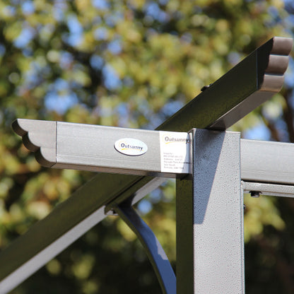 11.5' x 11.5' Retractable Pergola Canopy, Outdoor UV Protection & Sun Shade, Steel Frame for Garden, Grill, Patio, Backyard, Gray