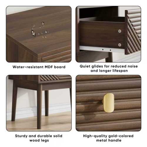 Walnut Medieval-Modern 2-Piece Nightstand Set