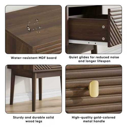 Walnut Medieval-Modern 2-Piece Nightstand Set