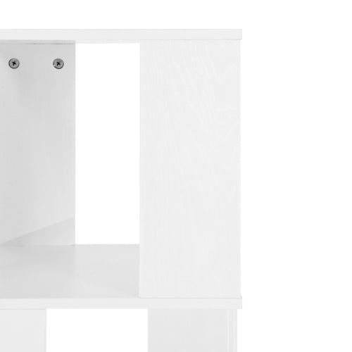 5-Tier 360° Rotating Bookshelf Wood Veneer & Acrylic Panel Anti-Tip Base Modern Home Display Storage Rack