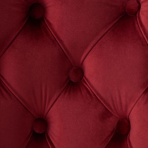 Mid-Century Modern Velvet Dining Chairs Set of 2 with Lion Head Pull Ring, Tufted Upholstered Chair, Wine Red