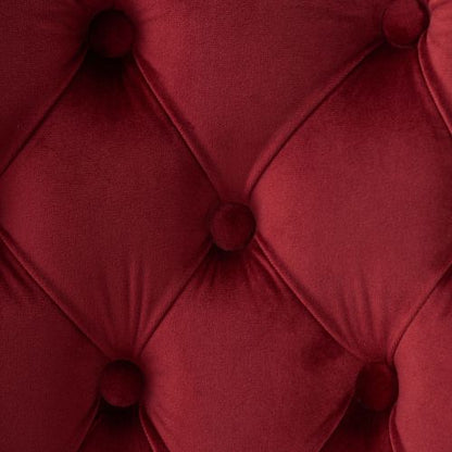 Mid-Century Modern Velvet Dining Chairs Set of 2 with Lion Head Pull Ring, Tufted Upholstered Chair, Wine Red