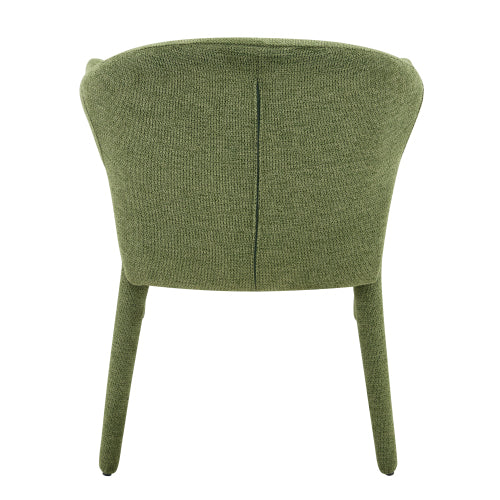 Set of 2 Boucle Fabric Hug Chairs with Armrests, Upholstered Accent Dining Chairs, Green