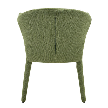 Set of 2 Boucle Fabric Hug Chairs with Armrests, Upholstered Accent Dining Chairs, Green