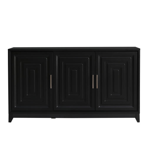 Modern TV Stand for 65 Inch TV with Storage Cabinets and Solid Wood Legs