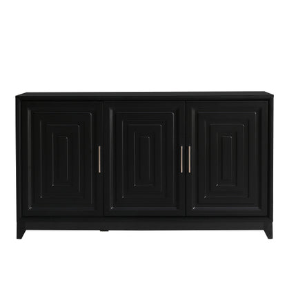 Modern TV Stand for 65 Inch TV with Storage Cabinets and Solid Wood Legs
