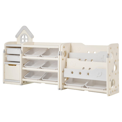 Kids Toy Storage Organizer with Bookshelf and 10 Storage Bins