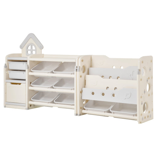 Kids Toy Storage Organizer with Bookshelf and 10 Storage Bins