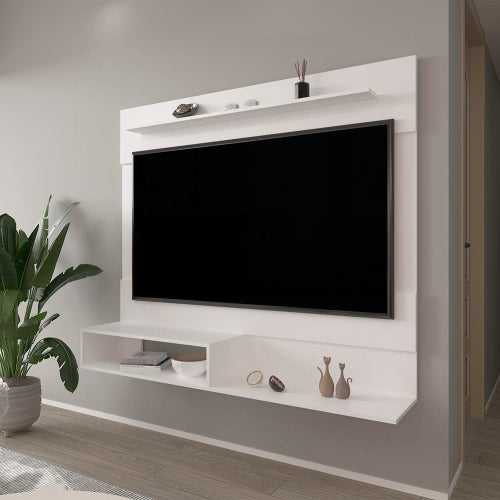 White Albuquerque Floating Wall-Mounted Entertainment Center Multi-Shelf TV Console for 55 Inch TV