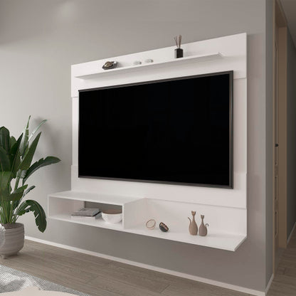 White Albuquerque Floating Wall-Mounted Entertainment Center Multi-Shelf TV Console for 55 Inch TV