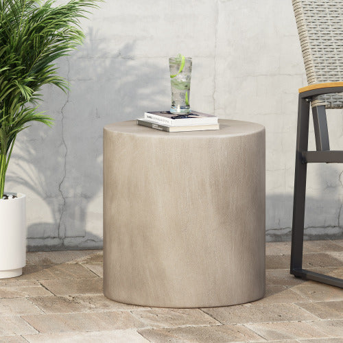 Outdoor LightWeight Concrete Side Table,Light Gray_70886.00