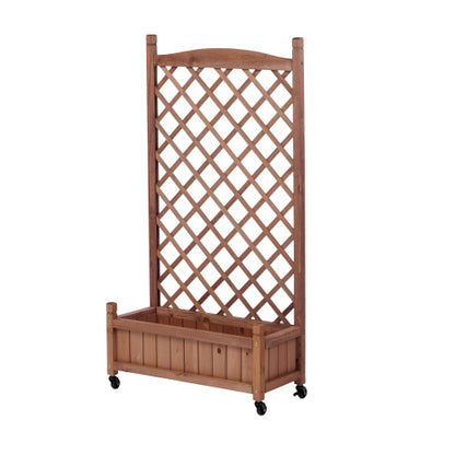 Raised Garden Bed with Trellis 2 Pack, Outdoor Wooden Planter Box Plant Stand with Climbing Racks