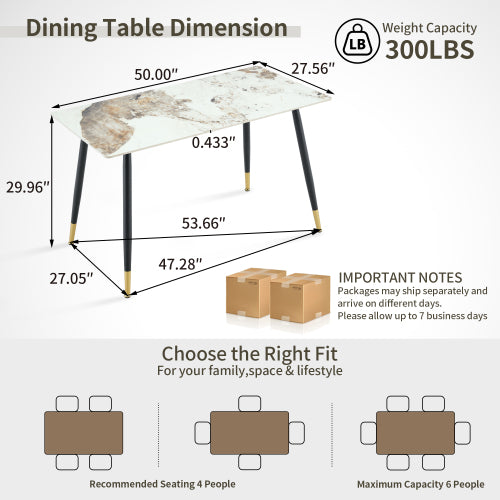 Sintered Stone Dining Table with Metal Base, Pandora Beige
