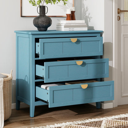 American Style 3-Drawer Storage Cabinet Anti-Tip Design Non-Slip Foot Pad Household Bedroom Study Wooden Chest Cabinet