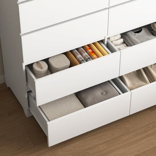 8 Drawers Dresser for Bedroom, Wood Bedroom Dresser Modern Drawer Chest, 8 Chest of Drawer, Tall Dresser for Closet, Dressers Organizer for Living Room, Closet, White