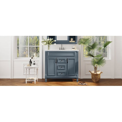 36'' Bathroom Vanity with Top Sink, Modern Bathroom Storage Cabinet with 2 Soft Closing Doors and 2 Drawers, Single Sink Bathroom Vanity