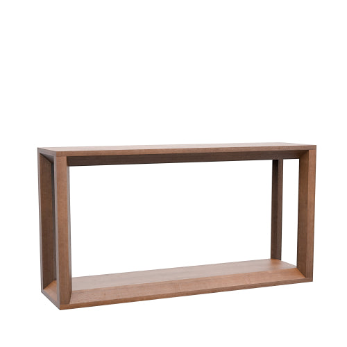 60 inch Rectangular Solid Wood Veneer Console Table, Wide Sofa Table,  Behind Couch Table with Ample Storage for Entryway & Living Room, Dark Brown