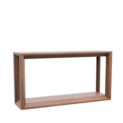 60 inch Rectangular Solid Wood Veneer Console Table, Wide Sofa Table,  Behind Couch Table with Ample Storage for Entryway & Living Room, Dark Brown
