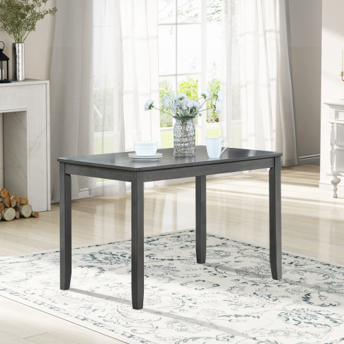 45.5 Inch Gray Rectangular Wooden Dining Table, Solid Wood Frame MDF Veneer 4-Person Kitchen Table