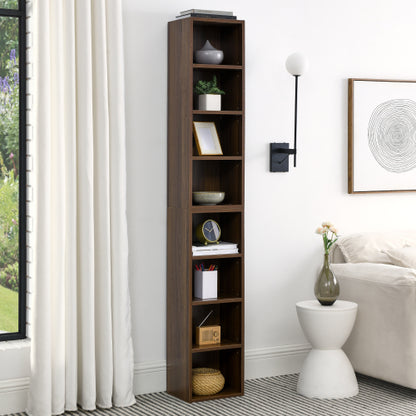 70.9 Inch 8-Tier Detachable Adjustable Slim Media Storage Tower Home Narrow Bookcase