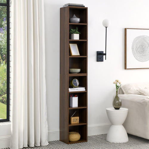 70.9 Inch 8-Tier Detachable Adjustable Slim Media Storage Tower Home Narrow Bookcase