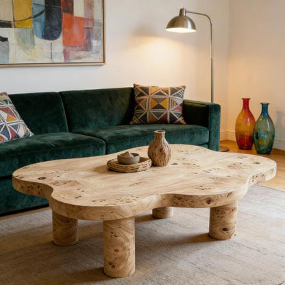 40inch  Burl Wood Cloud Coffee Table, Natural