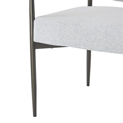 Modern Dining Chairs Set of 2, Upholstered Armchairs with Bronze Iron Frame, Beige Cushion